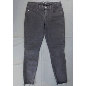 Paige 'Verdugo Ankle' Lightweight Raw Cuff Roller Jeans. Washed Black, Size 31.